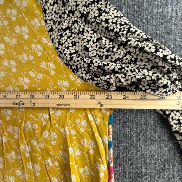 Natural Life Floral Button Up Dress Large Colorful Boho Long Sleeve Rayon Women - Picture 11 of 14